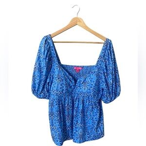 Lilly Pulitzer Floriana Knit Top Abaco Blue